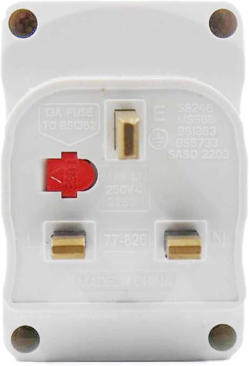 Duravel Universal Travel Power Adapter, 3-Pin UK to Multi-Socket Converter, White - Image 3